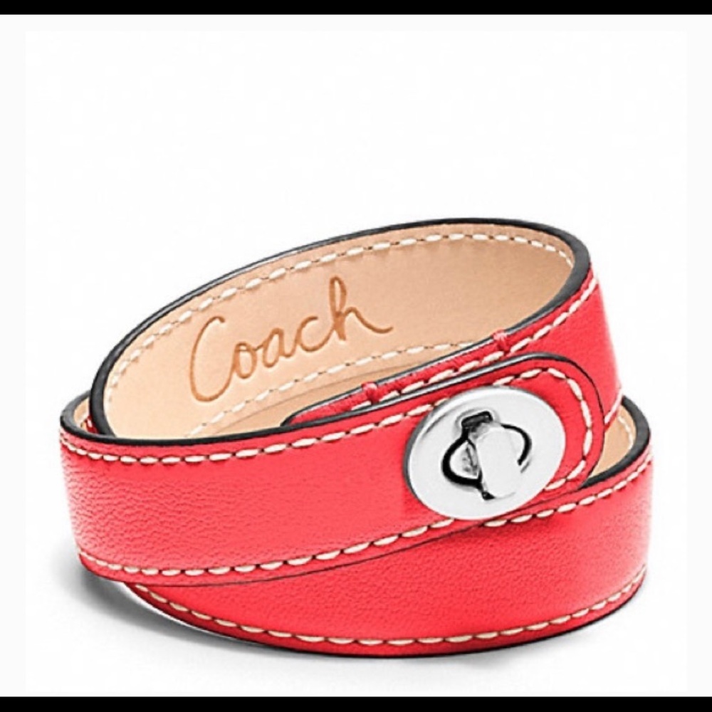 Coach Turnlock Leather Wrap Bracelet Authentic